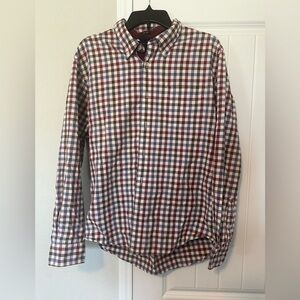 Tommy Hilfiger Men’s Large Slim Fit Oxford Long Sleeve Button Down‎ Plaid Cotton